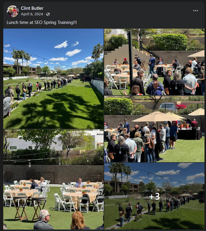 An SEO Spring Training attendee post on Facebook