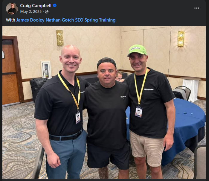 An SEO Spring Training attendee post on Facebook